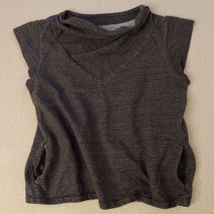 Short Sleeve Cowl Neck Sweatshirt with Pockets